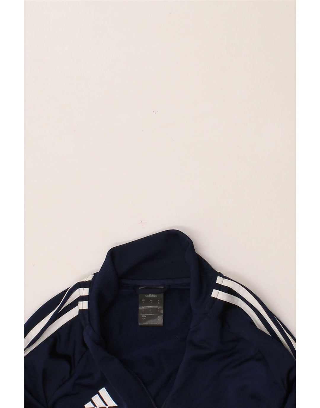 ADIDAS Mens Zip Neck Sweatshirt Jumper Small Navy Blue Polyester Vintage Adidas and Second-Hand Adidas from Messina Hembry 