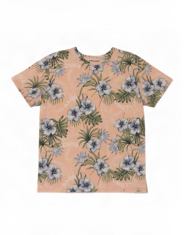 T-shirt grafica da uomo Jack & Jones Top XL in cotone floreale rosa