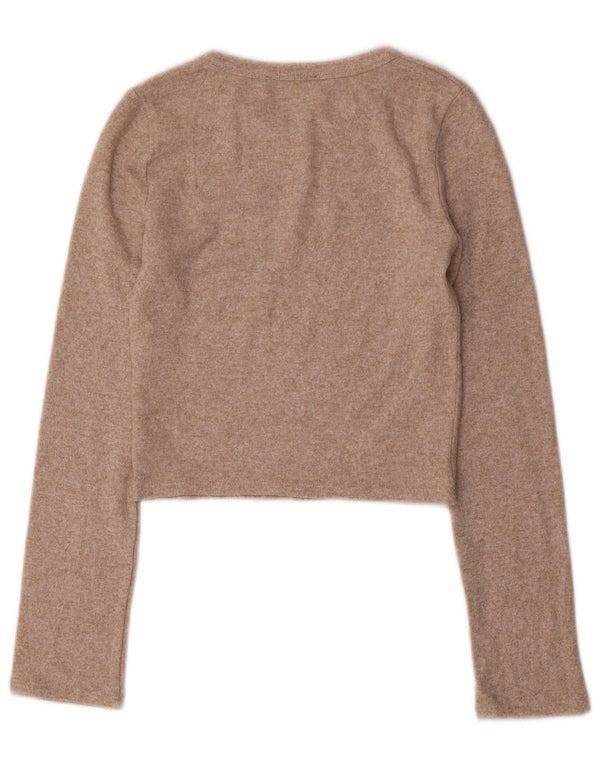 Top corto da donna Zara a maniche lunghe UK 8 Small Beige