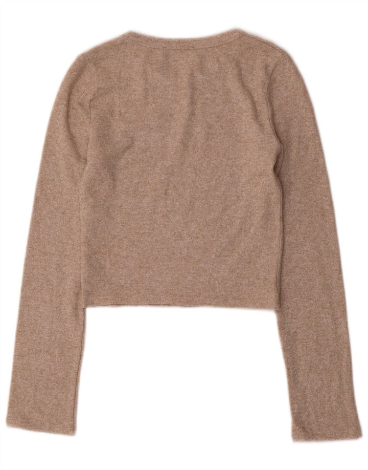 Top corto da donna Zara a maniche lunghe UK 8 Small Beige