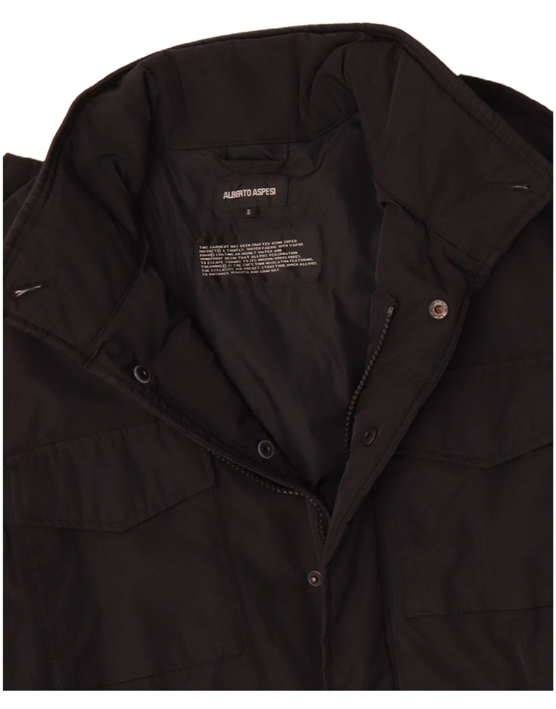 Giacca militare con cappuccio da uomo Alberto Aspesi UK 36 Small Poliestere nero