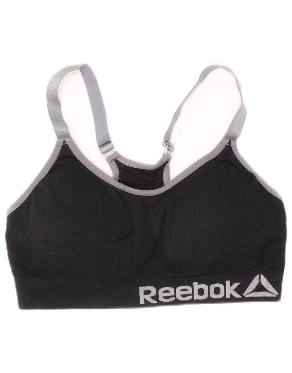 Reebok Reggiseno sportivo imbottito da donna Top UK 4/6 Small Black Nylon Sports