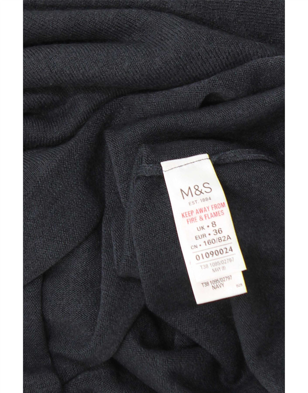 Maglione maglione girocollo da donna Marks & Spencer UK 8 piccolo blu navy