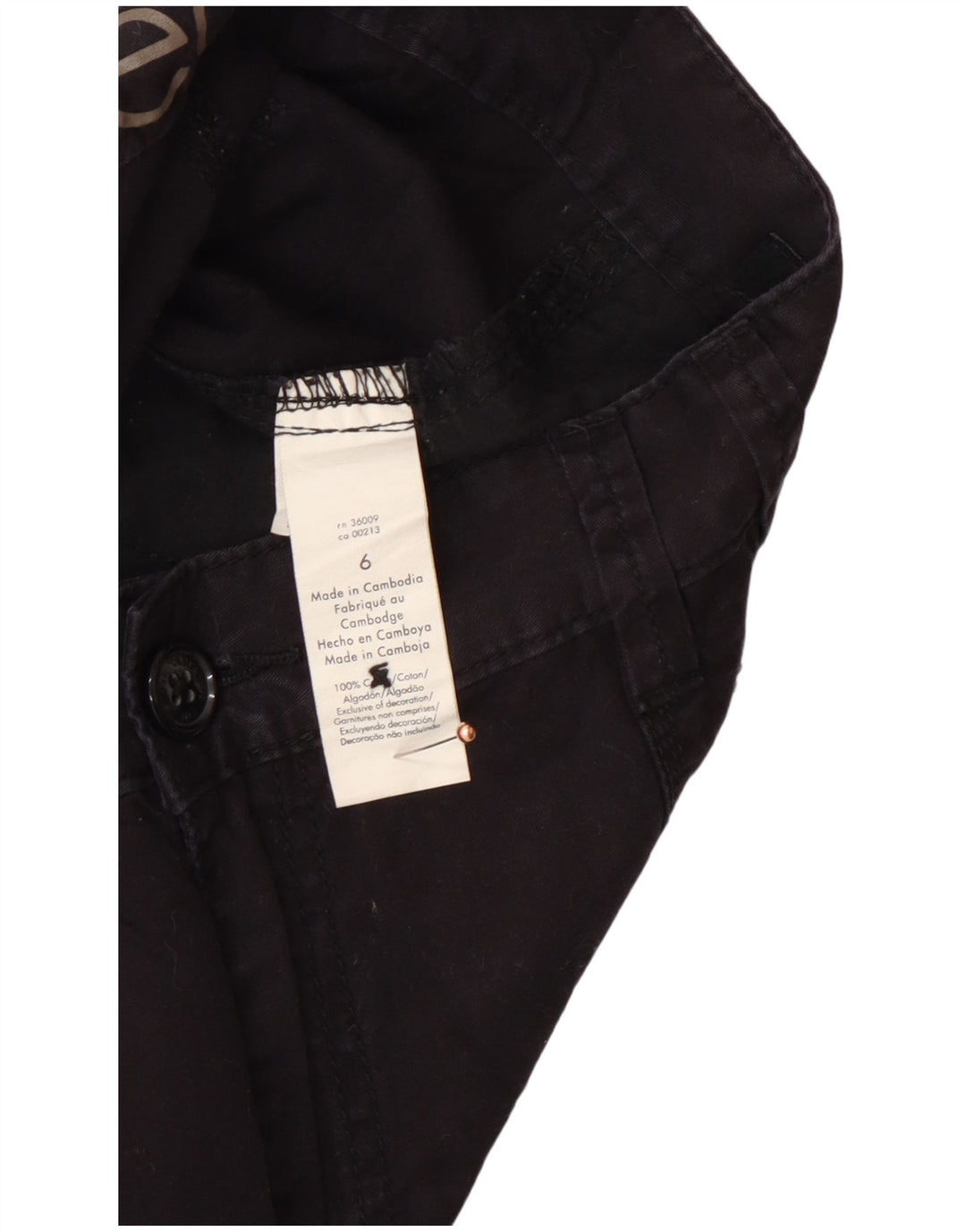 CALVIN KLEIN Pantaloncini cargo da donna US 6 medi W30 cotone nero