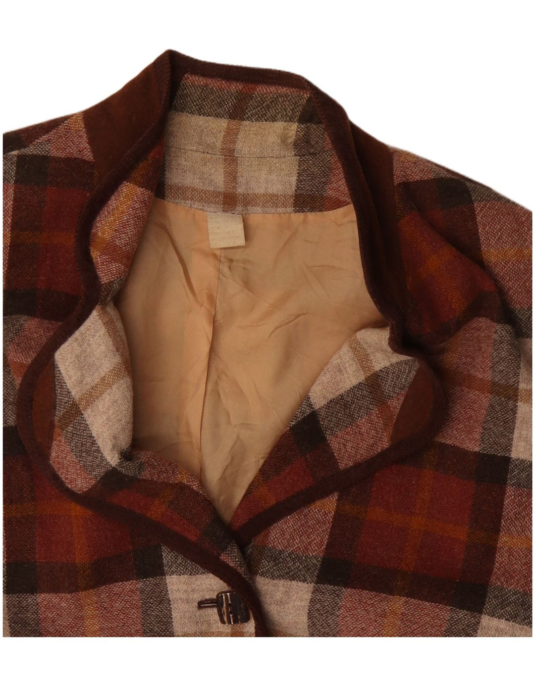 Giacca blazer vintage da donna a 3 bottoni UK 20 2XL Poliacrilico a quadri bordeaux