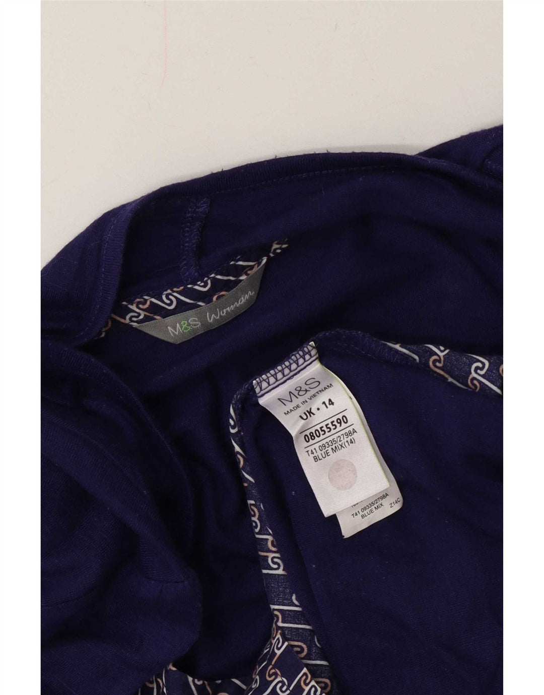 Top cardigan da donna Marks & Spencer UK 14 poliestere blu medio