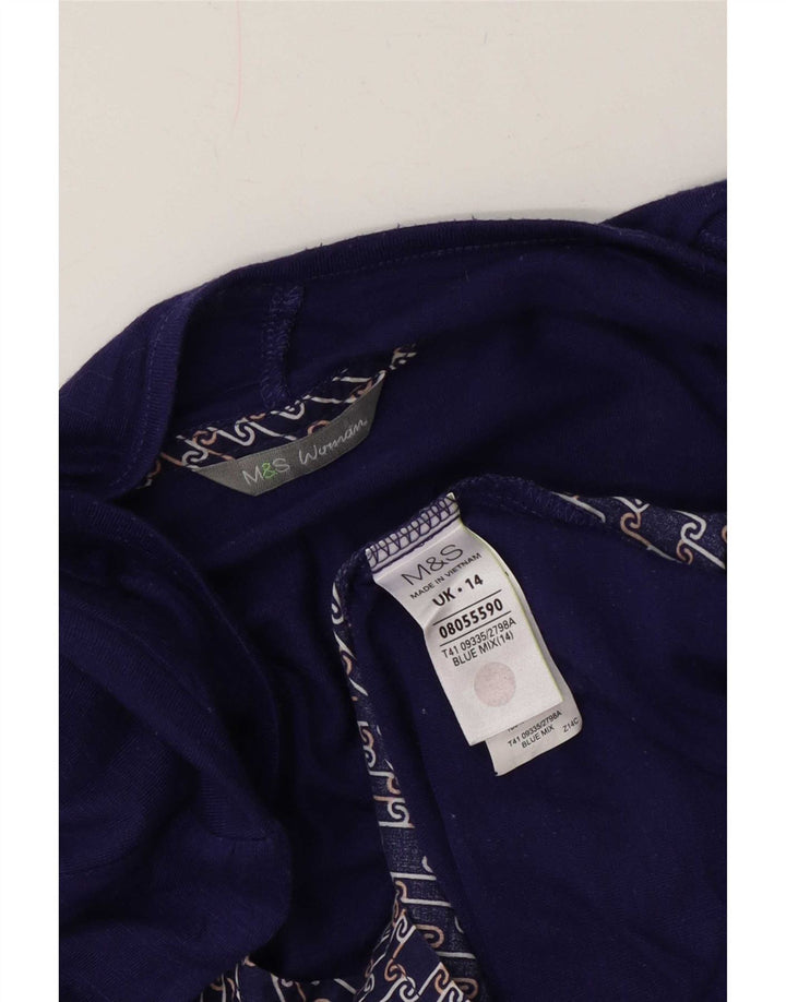 Top cardigan da donna Marks & Spencer UK 14 poliestere blu medio