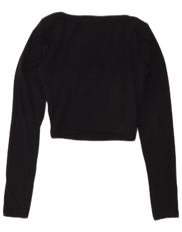 Top corto da donna Zara a maniche lunghe UK 8 piccolo in cotone nero