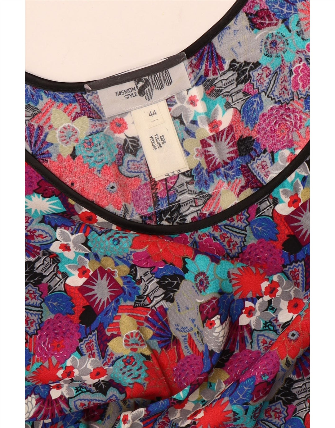 Abito a trapezio da donna VINTAGE EU 44 XL Viscosa floreale multicolore