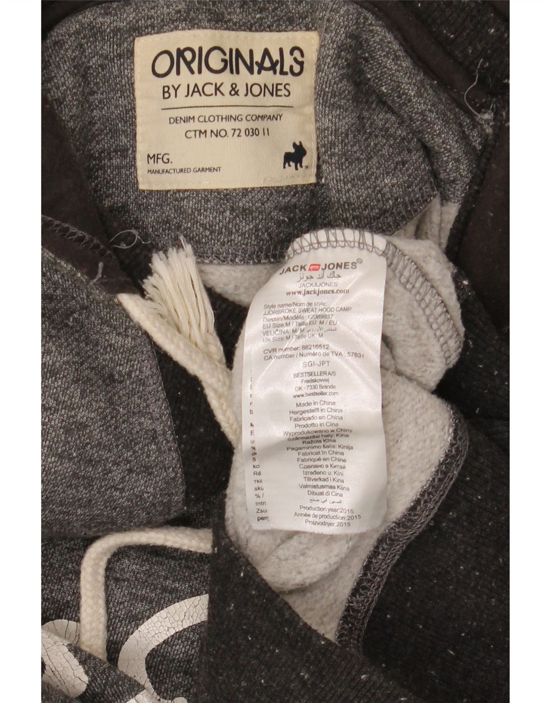 Maglione con cappuccio grafico da uomo Jack & Jones Poliestere chiazzato grigio medio