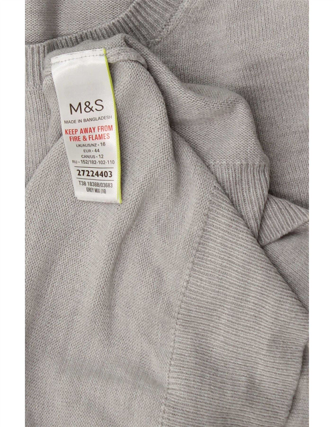 Maglione maglione girocollo da donna Marks & Spencer UK 16 grande grigio