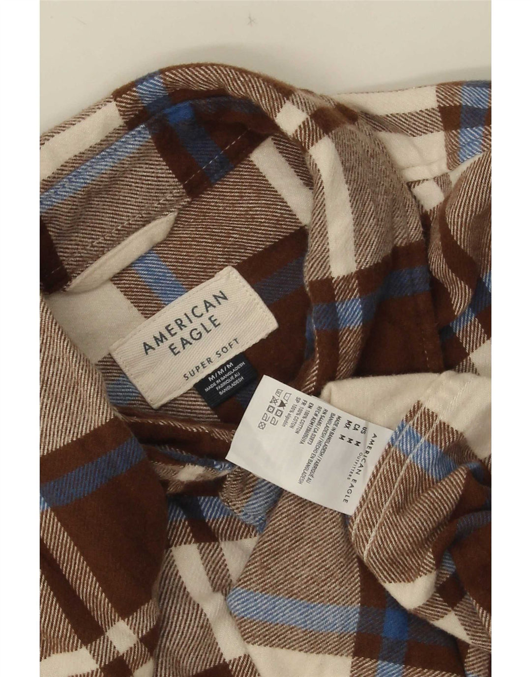 Camicia in flanella da uomo American Eagle in cotone a quadri marrone medio