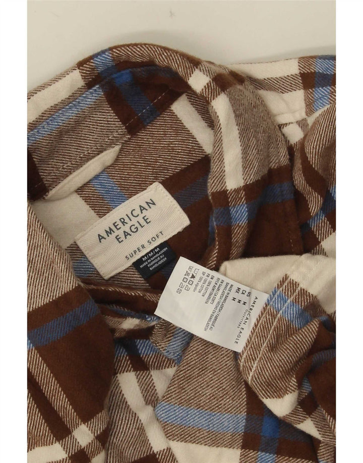 Camicia in flanella da uomo American Eagle in cotone a quadri marrone medio