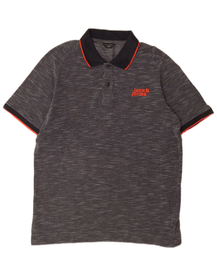 Polo da uomo Jack & Jones grande in cotone chiazzato grigio