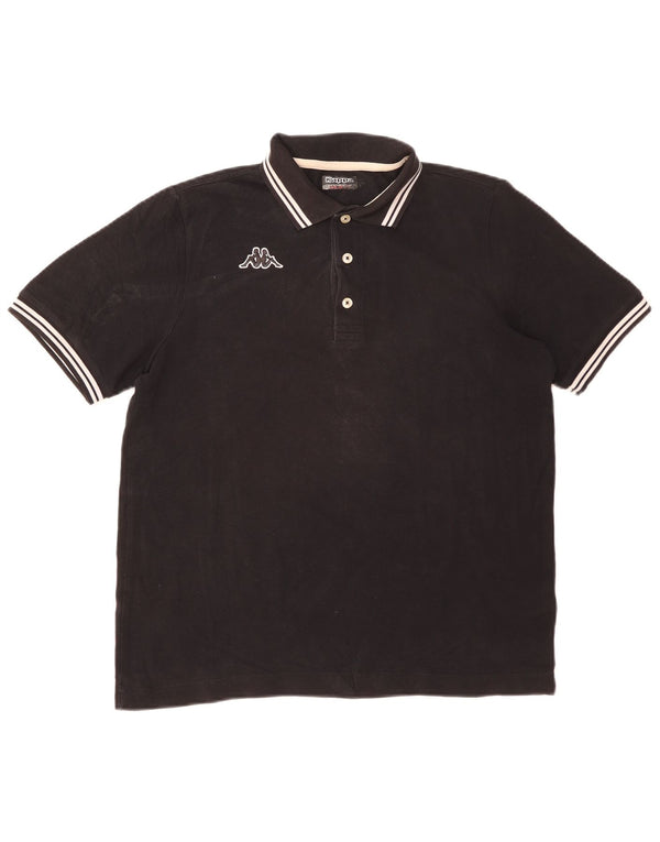 Polo Kappa Uomo Cotone Rigato Medio Nero