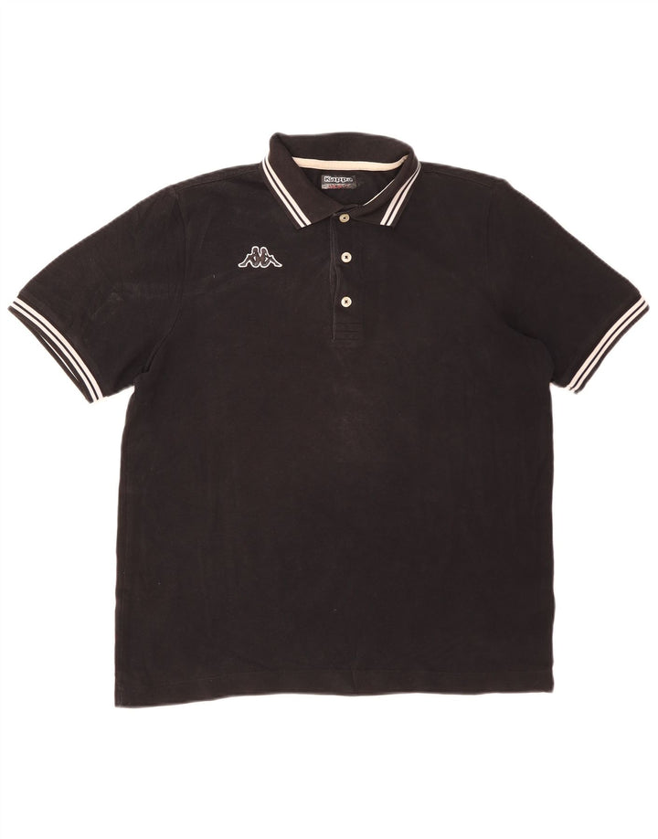 Polo Kappa Uomo Cotone Rigato Medio Nero