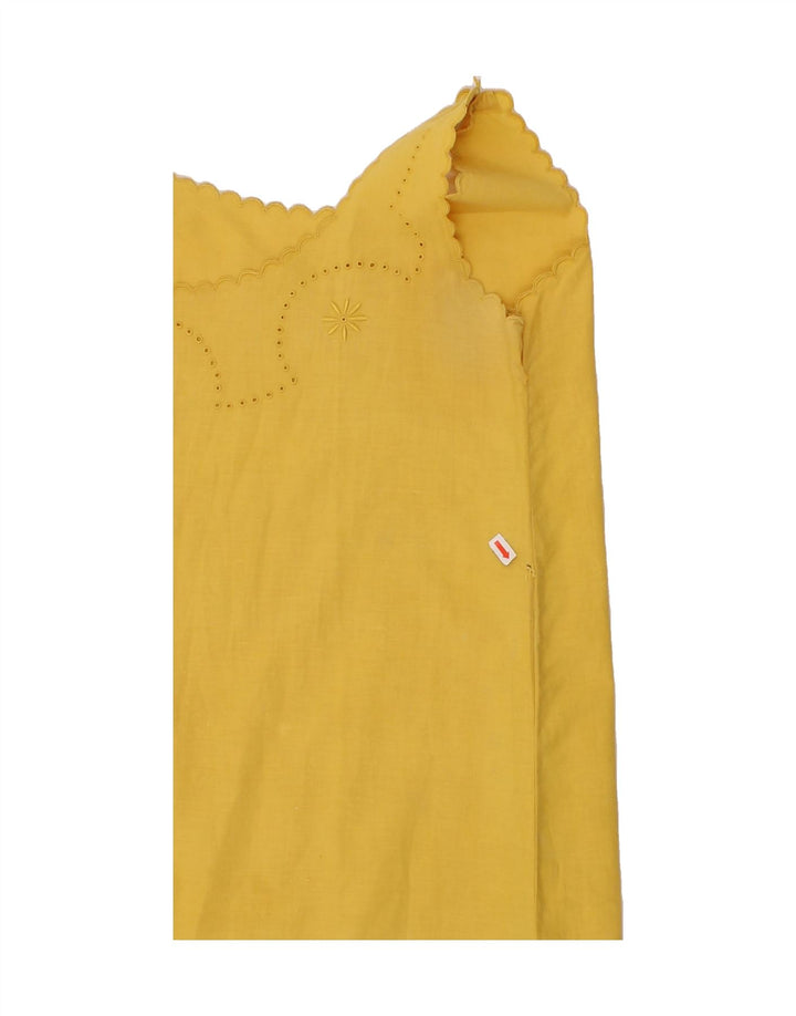 VINTAGE Womens Sleeveless Tunic Top UK 12 Medium Yellow Floral Vintage Vintage and Second-Hand Vintage from Messina Hembry 