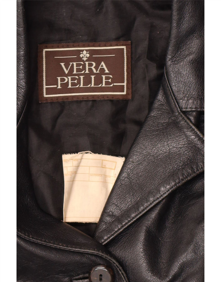 VINTAGE Womens Leather Jacket UK 14 Medium Black Leather