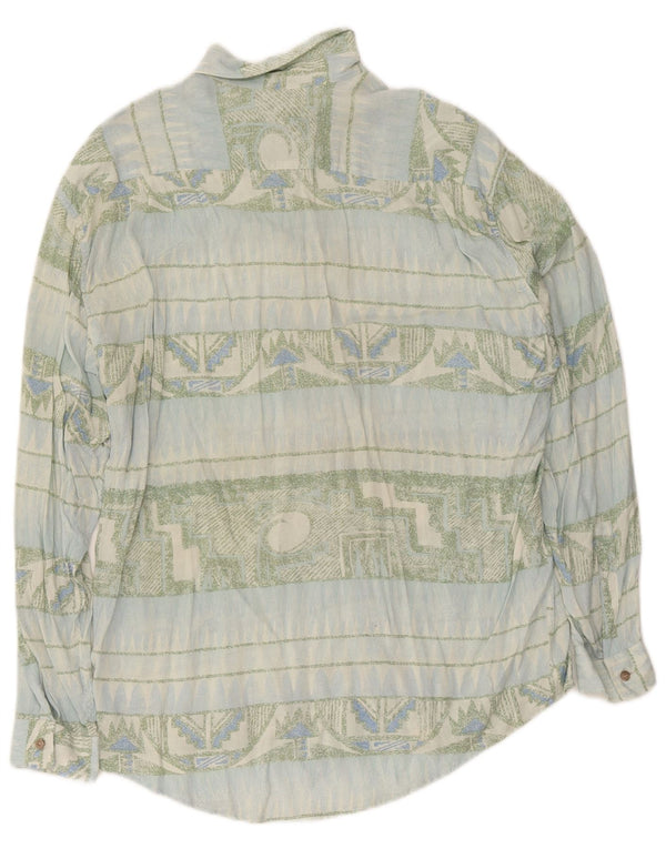 Vintage Mens Shirt Medium Blue Geometric