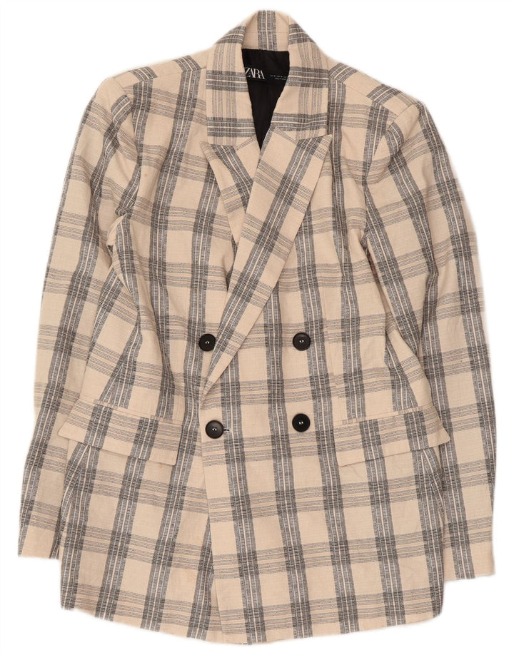 Giacca blazer doppiopetto da uomo Zara UK 38 Acetato a quadri beige medio