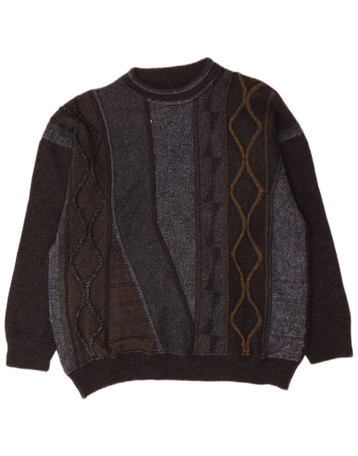 Maglione vintage da uomo con collo dolcevita geometrico medio multicolore