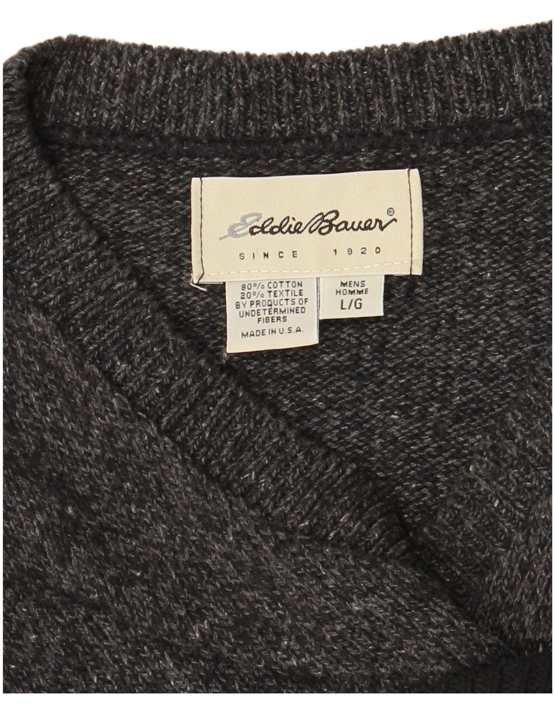 EDDIE BAUER Maglione da uomo con scollo a V grande cotone grigio a blocchi di colore