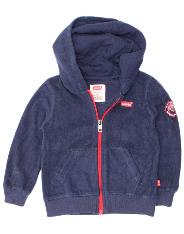 Maglione con cappuccio e zip in pile per neonati Levi's 18-24 mesi in poliestere blu navy