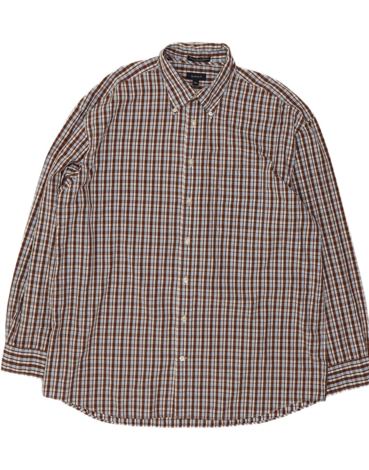 Camicia Gant da uomo vestibilità regolare 3XL cotone a quadri marrone