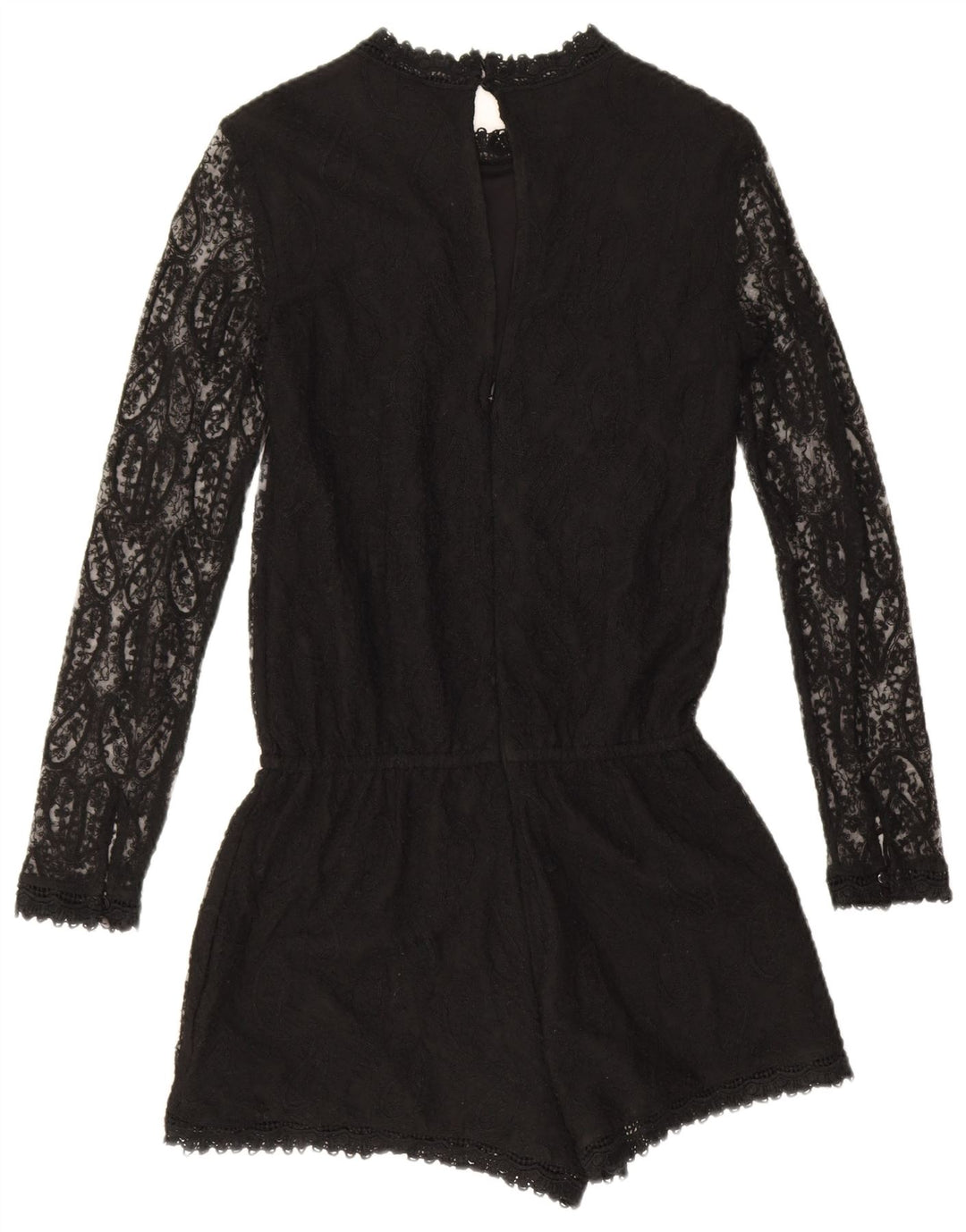 Tutina corta a maniche lunghe da donna Zara UK 10 piccola poliestere nero con motivo cachemire