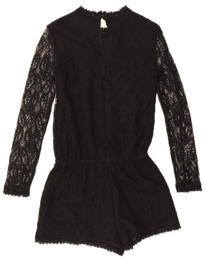 Tutina corta a maniche lunghe da donna Zara UK 10 piccola poliestere nero con motivo cachemire