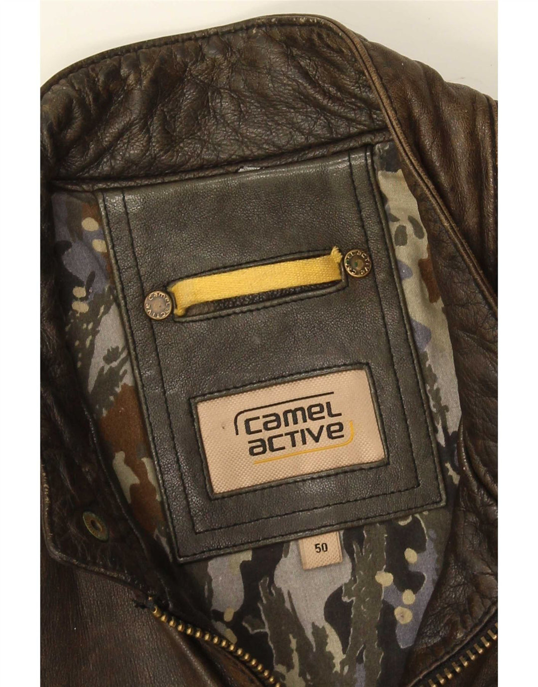 Giacca da pilota in pelle da uomo Camel Active IT 50 Large Marrone