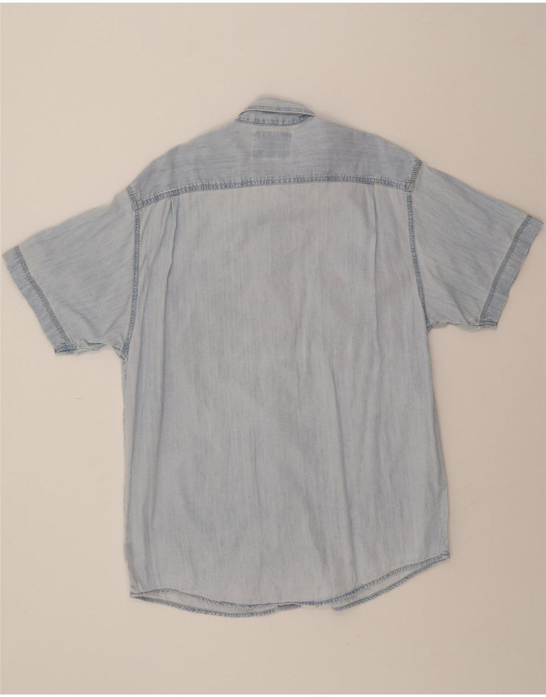 WRANGLER Mens Short Sleeve Denim Shirt Large Blue Cotton Vintage Wrangler and Second-Hand Wrangler from Messina Hembry 