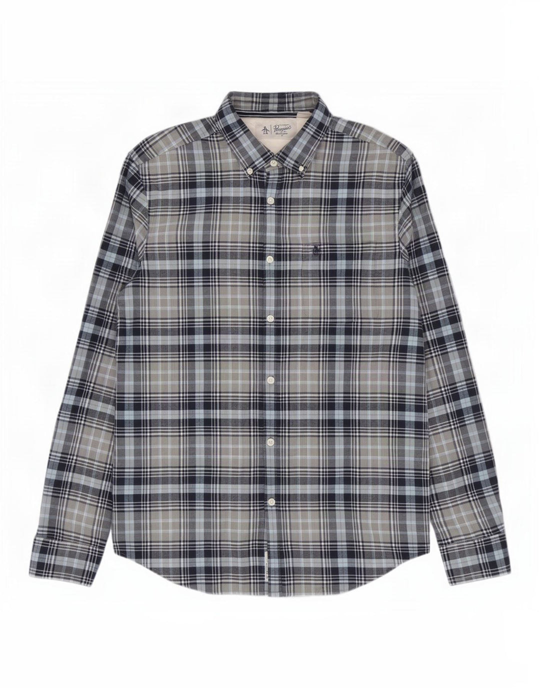 Penguin Camicia da uomo in flanella di cotone a quadri blu grande