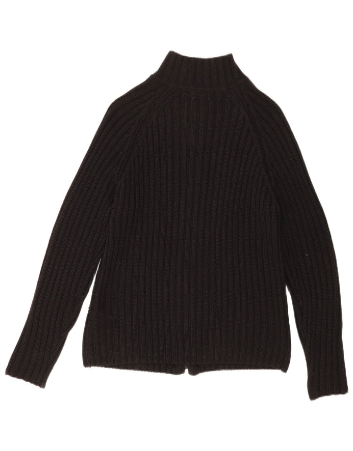 Maglione cardigan con zip intera da donna Zara UK 16 grande lana nera