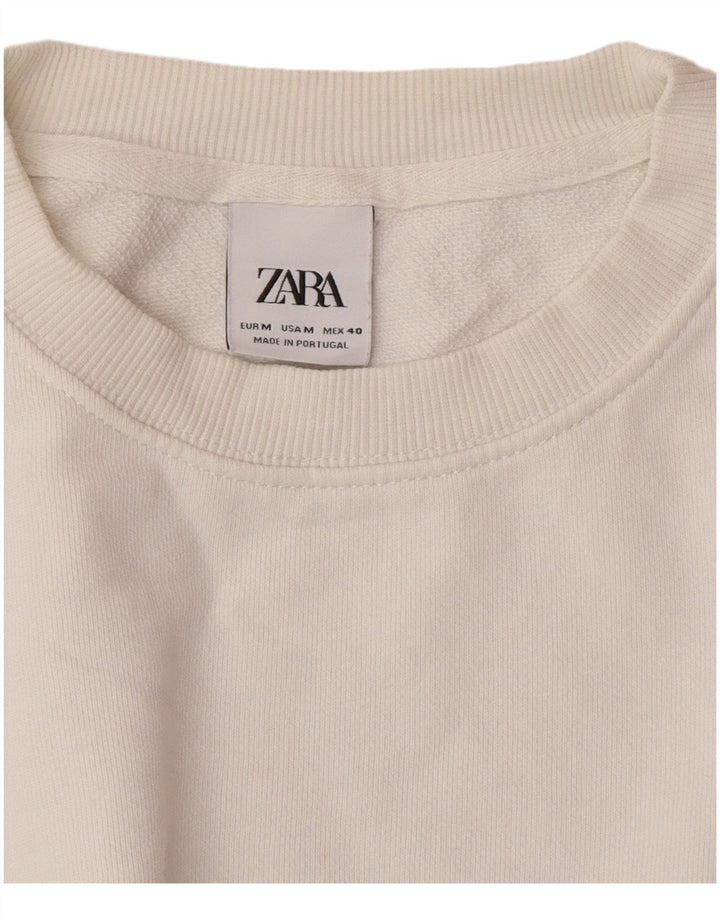 Felpa oversize grafica da donna Zara UK 14 Medium White Floral