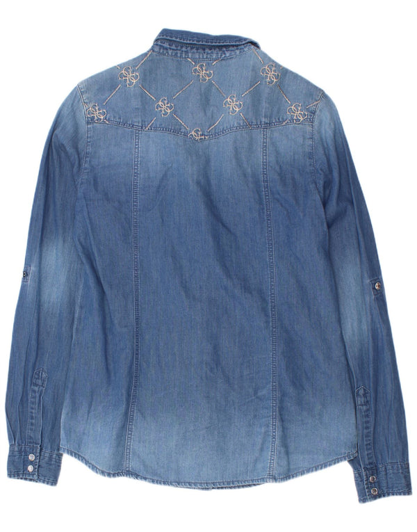 Camicia Jeans Bambina Guess 13-14 Anni Cotone Blu Floreale
