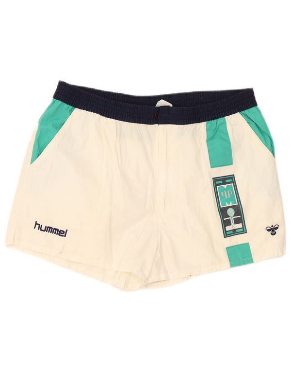Pantaloncini chino grafici da uomo Hummel XL W38 cotone color block bianco