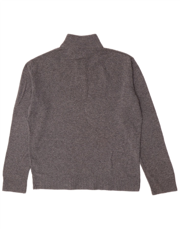 Maglione da uomo Marks & Spencer con zip e collo grande lana d'agnello screziata grigia