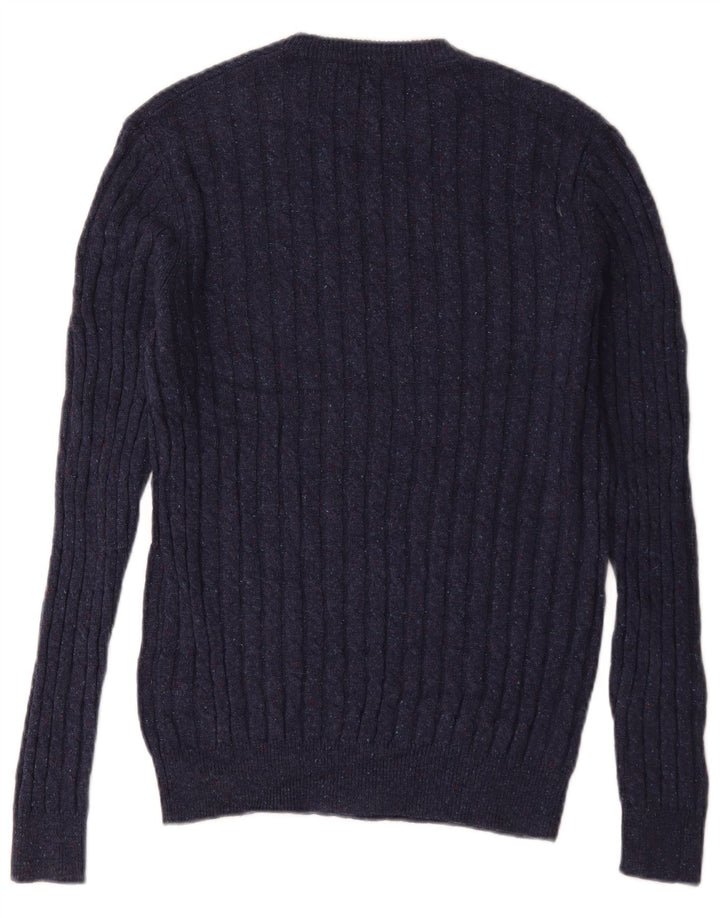Maglione maglione girocollo da uomo Jack Wolfskin piccolo in lana screziata blu navy