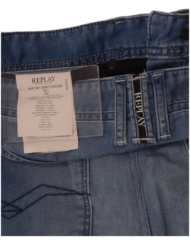 Pantaloncini di jeans da uomo Replay W32 cotone blu medio