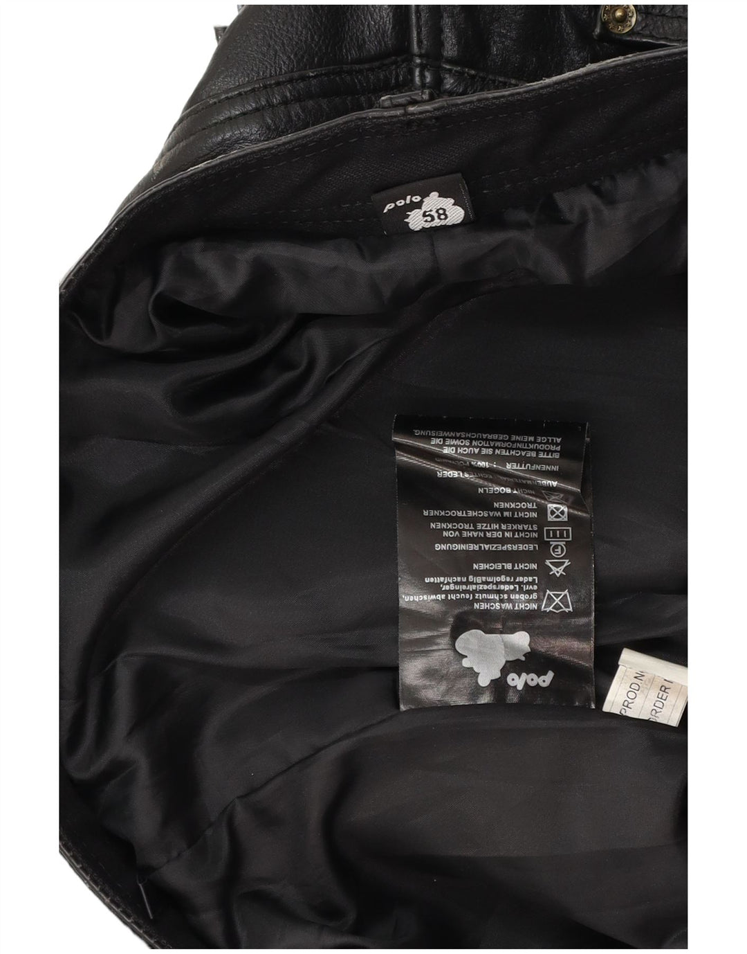 POLO Pantaloni dritti in pelle da uomo W38 L31 Pelle nera