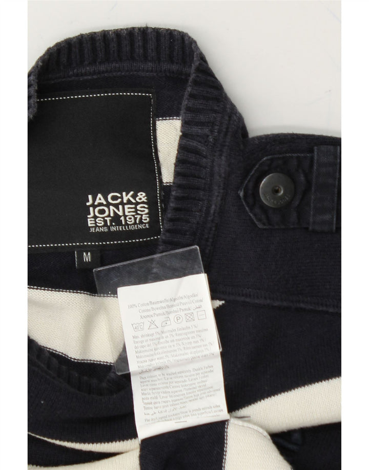 JACK & JONES Mens Crew Neck Jumper Sweater Medium Navy Blue Striped Cotton Vintage Jack & Jones and Second-Hand Jack & Jones from Messina Hembry 