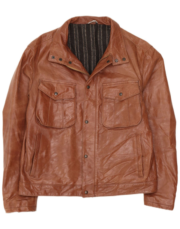 Giacca multiuso in pelle da uomo vintage IT 50 Large Marrone