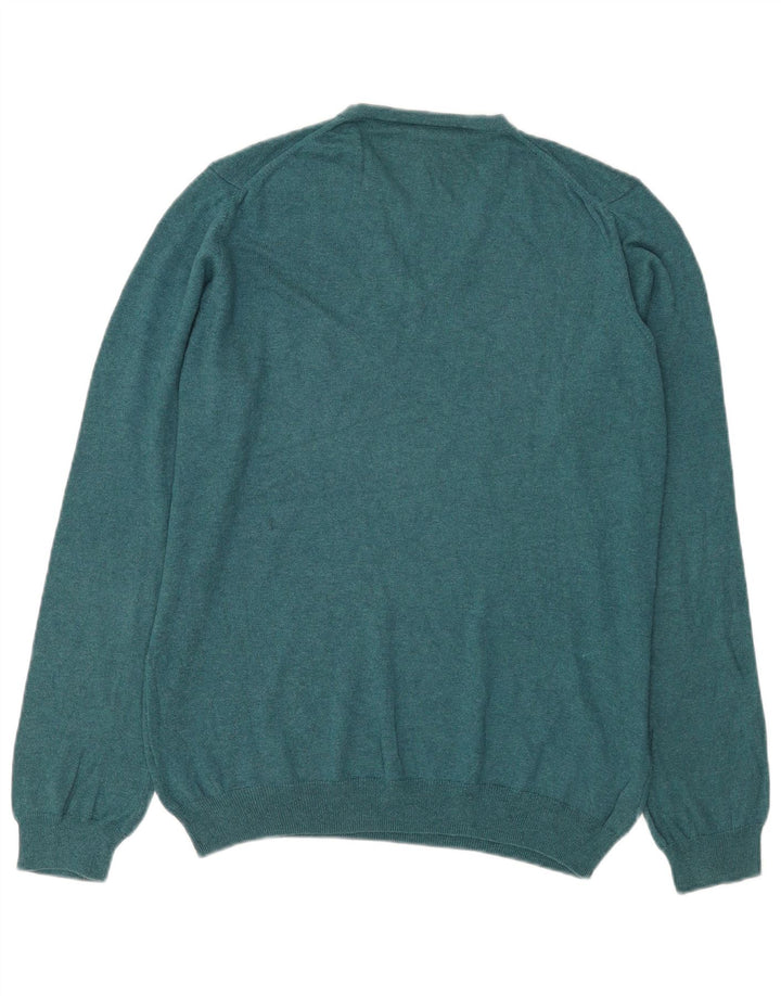 Maglione da uomo con scollo a V John Lewis in cotone blu medio