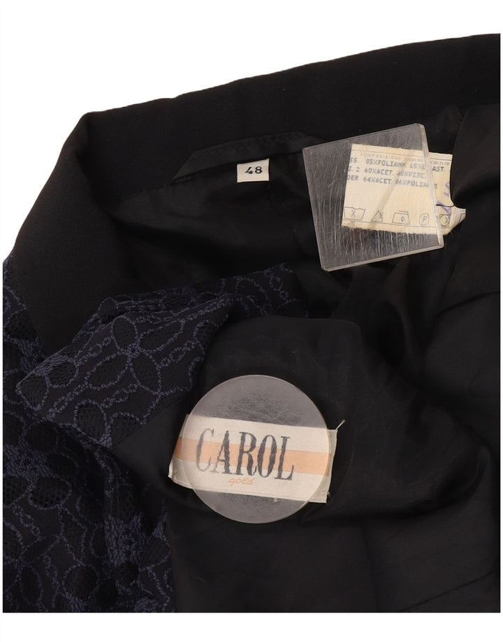 Giacca blazer a 3 bottoni da donna Carol IT 48 XL Poliammide floreale blu navy