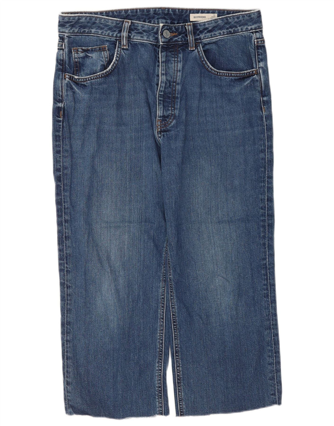 Jeans Boyfriend Capri da donna Marks & Spencer UK 12 medio W32 L22 blu