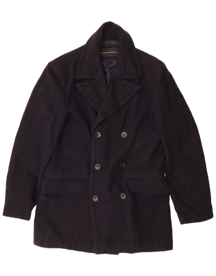 FRENCH CONNECTION Cappotto doppiopetto da uomo UK 40 Large Blu Navy