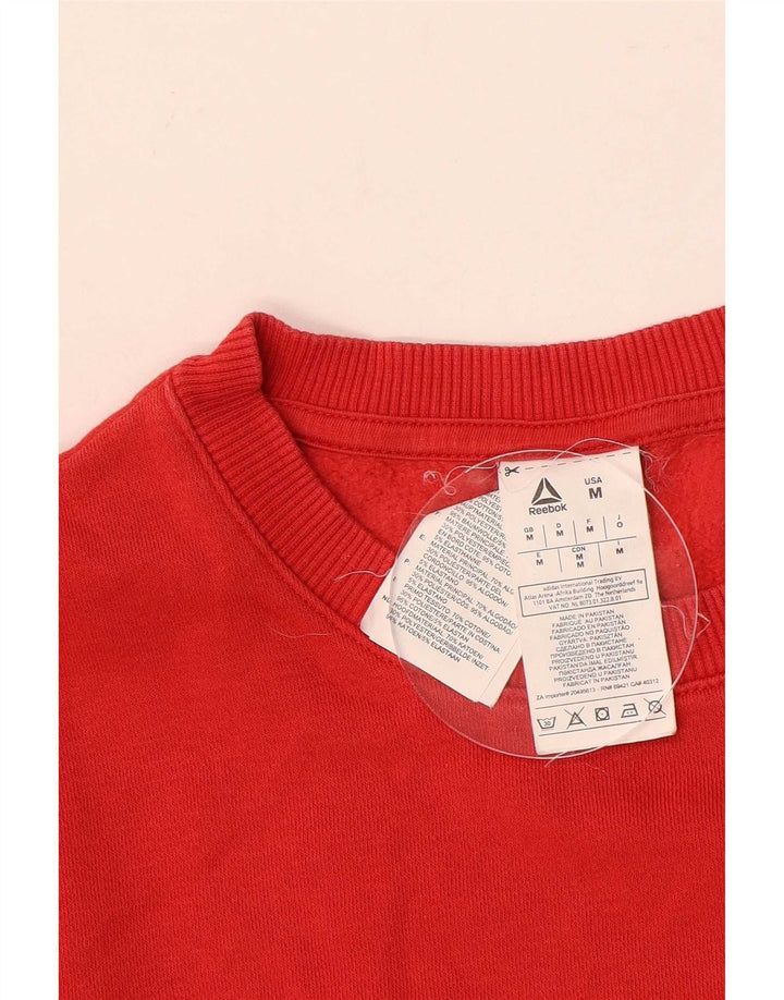 Felpa grafica da uomo Reebok, maglione rosso medio color block