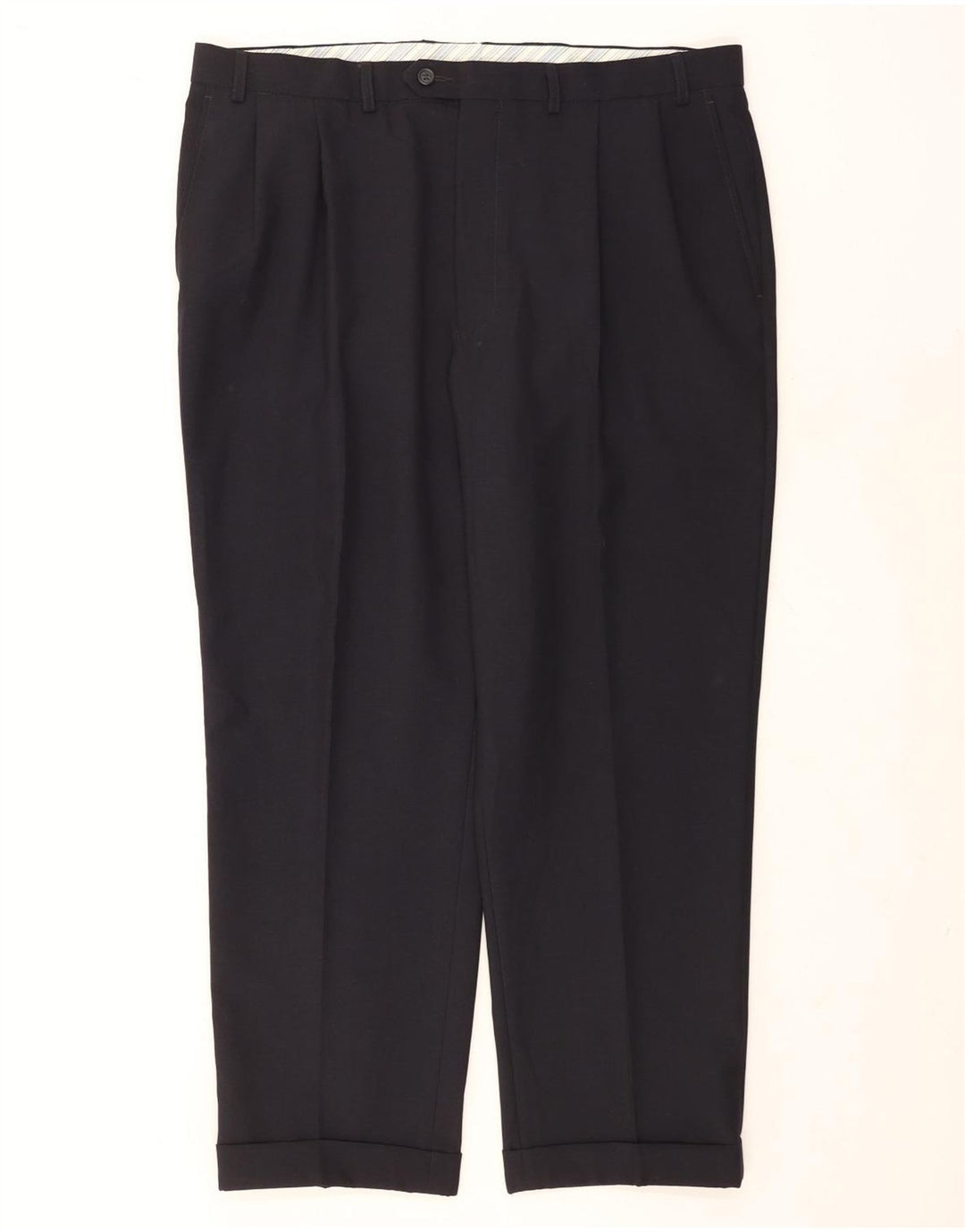 Pantaloni da abito con pegging da uomo Marks & Spencer W40 L29 poliestere blu navy