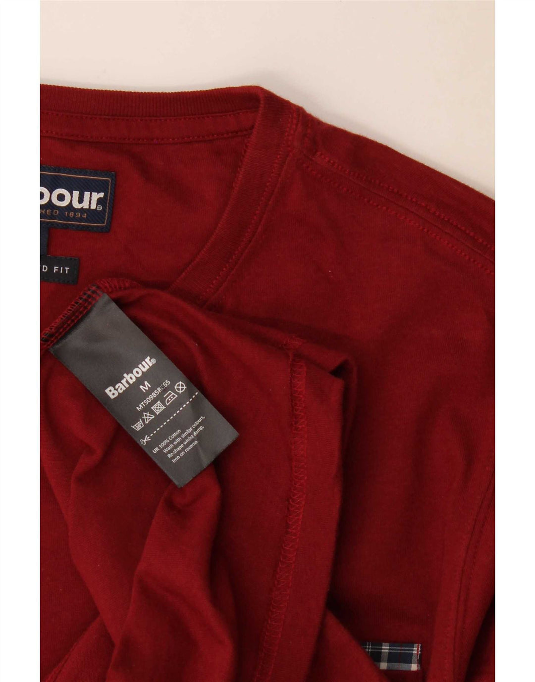 Barbour Uomo T-shirt su misura Top in cotone bordeaux medio